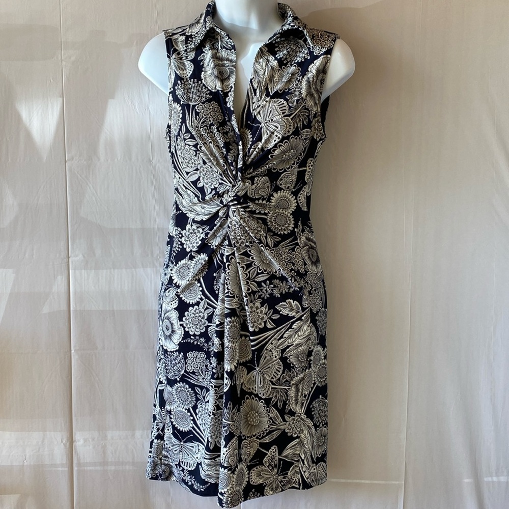 Tommy Hilfiger NWT Size 2 Black and White Floral Collared Dress